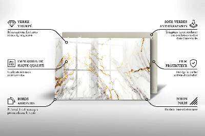 Posavaso de vidrio para velas Mármol claro con dorado