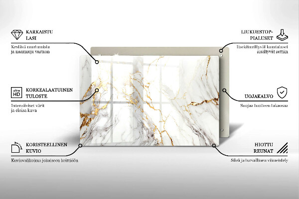 Posavaso de vidrio para velas Mármol claro con dorado