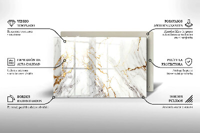 Posavaso de vidrio para velas Mármol claro con dorado