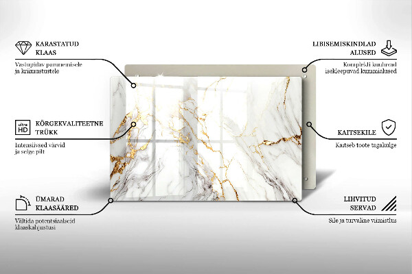 Posavaso de vidrio para velas Mármol claro con dorado