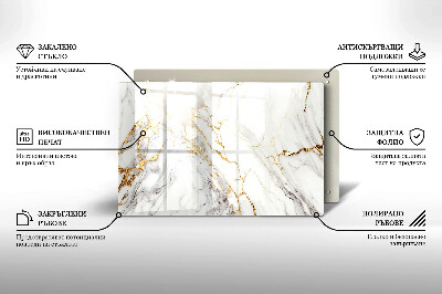 Posavaso de vidrio para velas Mármol claro con dorado