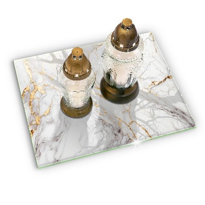 Posavaso de vidrio para velas Mármol claro con dorado