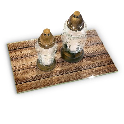 Posavaso de vidrio para velas funerarias Tableros con textura de madera