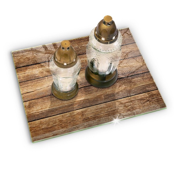 Posavaso de vidrio para velas funerarias Tableros con textura de madera