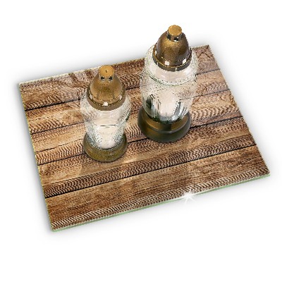 Posavaso de vidrio para velas funerarias Tableros con textura de madera