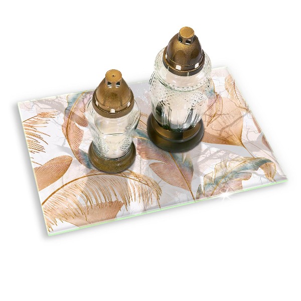 Posavaso de cristal para velas funerarias Plumas i hojas bohemias