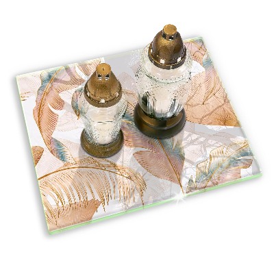 Posavaso de cristal para velas funerarias Plumas i hojas bohemias