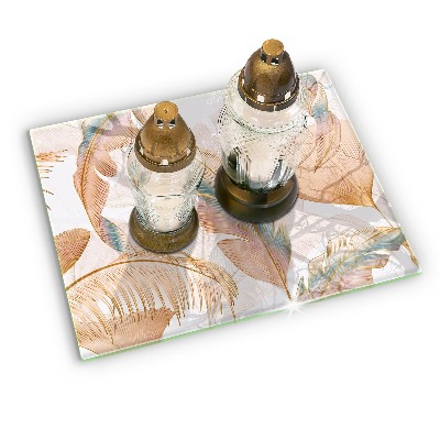 Posavaso de cristal para velas funerarias Plumas i hojas bohemias