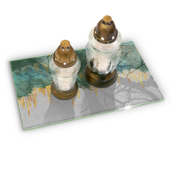 Posavaso de vidrio para velas funerarias Abstracción con oro