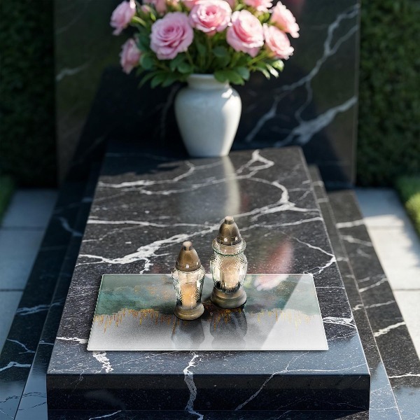 Posavaso de vidrio para velas funerarias Abstracción con oro