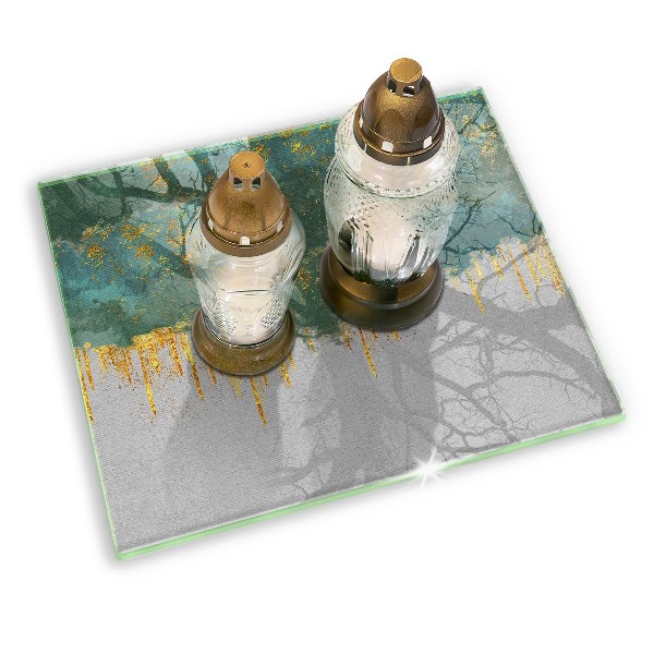 Posavaso de vidrio para velas funerarias Abstracción con oro