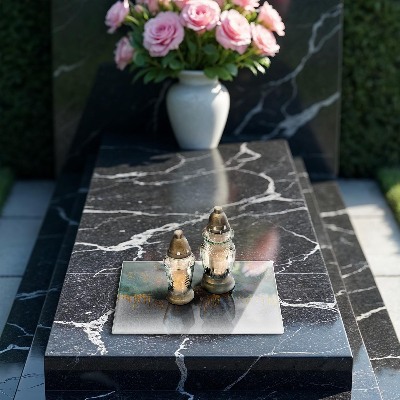 Posavaso de vidrio para velas funerarias Abstracción con oro