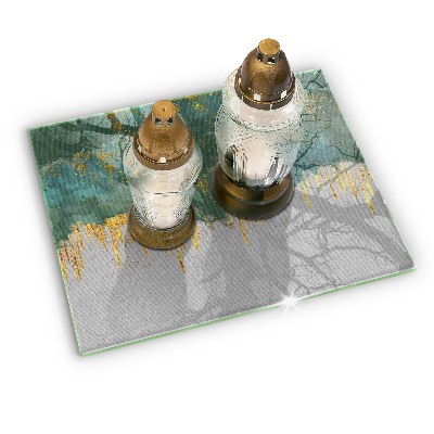 Posavaso de vidrio para velas funerarias Abstracción con oro