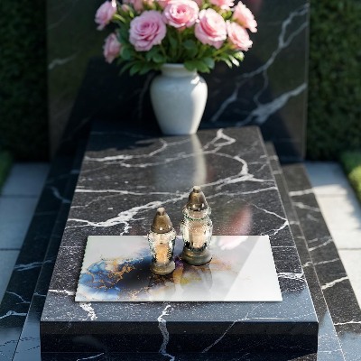 Posavaso de vidrio para velas Abstracción con azul