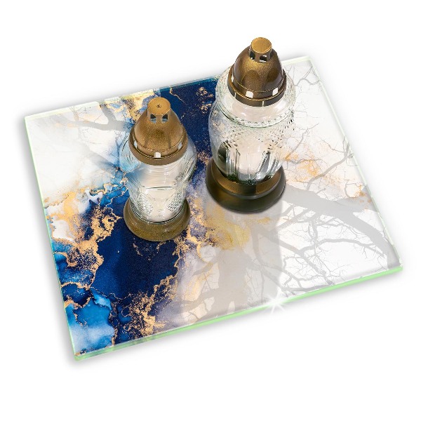 Posavaso de vidrio para velas Abstracción con azul