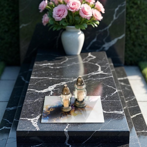 Posavaso de vidrio para velas Abstracción con azul