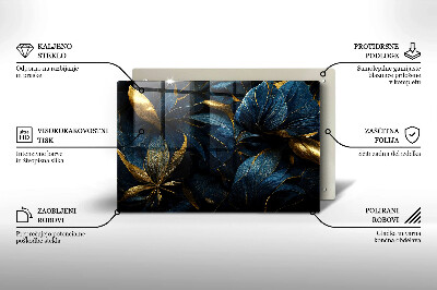 Posavaso de vidrio para velas funerarias Hojas decorativas con oro