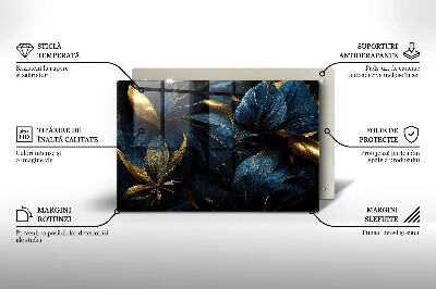 Posavaso de vidrio para velas funerarias Hojas decorativas con oro