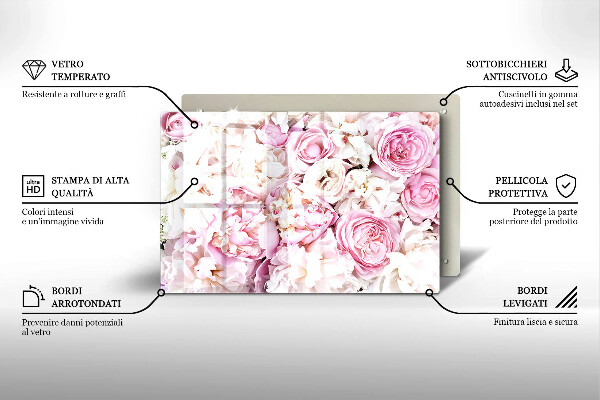 Posavaso de vidrio para velas Ramo de peonías