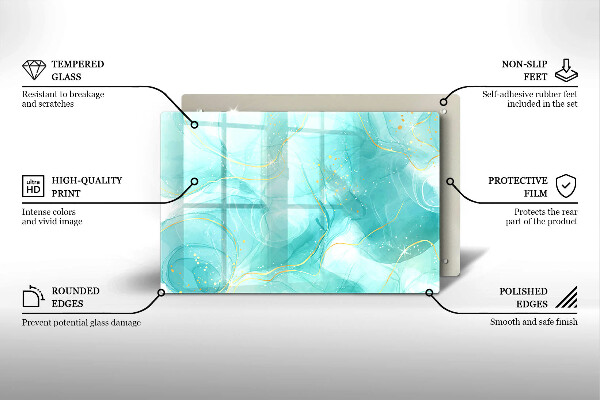 Posavaso de vidrio para velas funerarias Abstracción azul y dorada