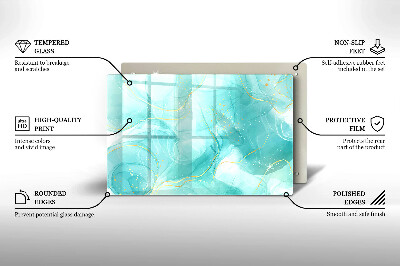 Posavaso de vidrio para velas funerarias Abstracción azul y dorada