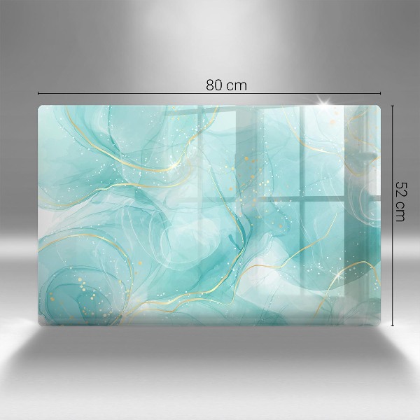 Posavaso de vidrio para velas funerarias Abstracción azul y dorada