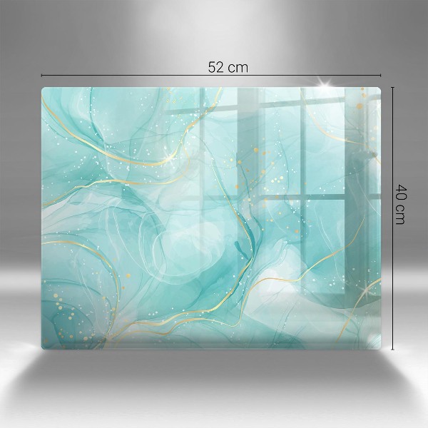 Posavaso de vidrio para velas funerarias Abstracción azul y dorada