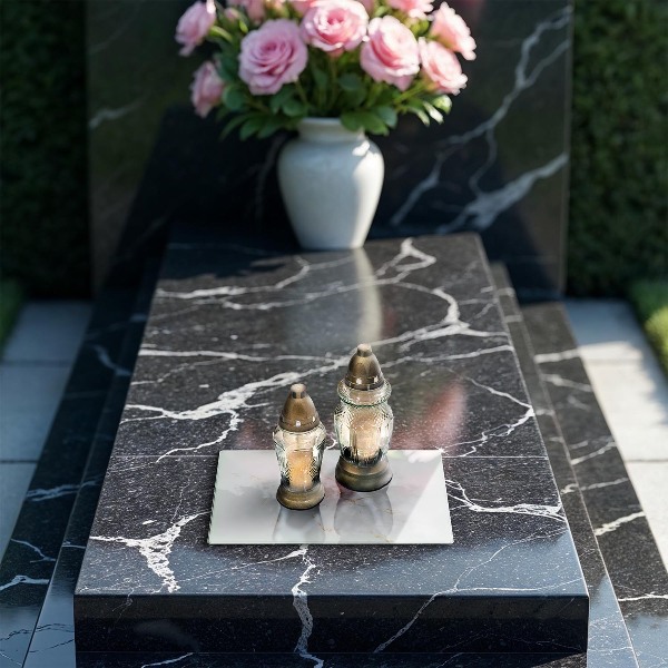 Posavaso de cristal para velas funerarias Elegante piedra de mármol