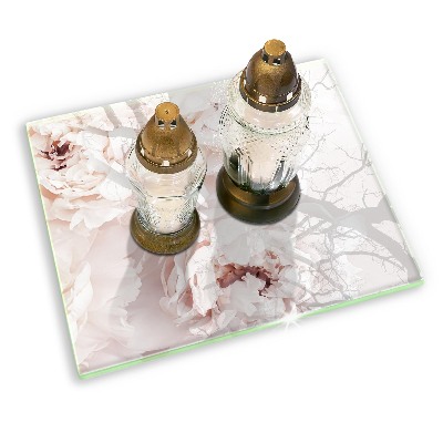 Posavaso de vidrio para velas funerarias Peonías pastel