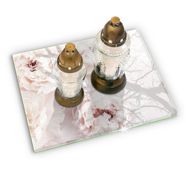 Posavaso de vidrio para velas funerarias Peonías pastel