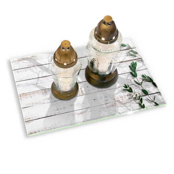 Posavaso de vidrio para velas Tablas y hojas viejas