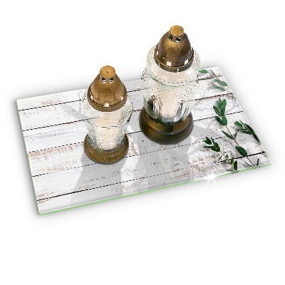 Posavaso de vidrio para velas Tablas y hojas viejas