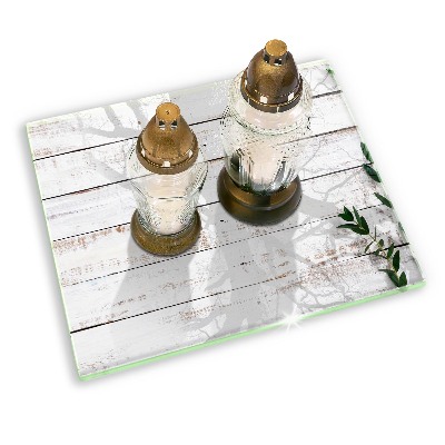 Posavaso de vidrio para velas Tablas y hojas viejas
