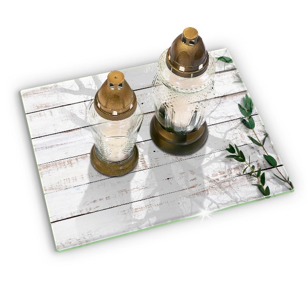 Posavaso de vidrio para velas Tablas y hojas viejas