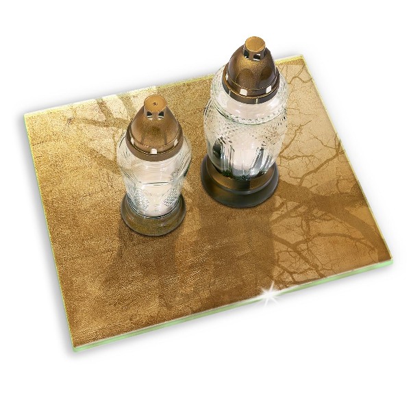 Posavaso de vidrio para velas funerarias Fondo de textura dorada