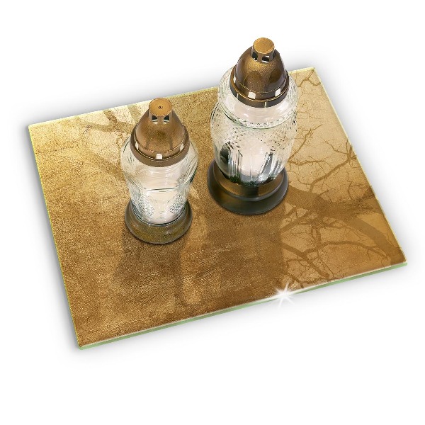 Posavaso de vidrio para velas funerarias Fondo de textura dorada