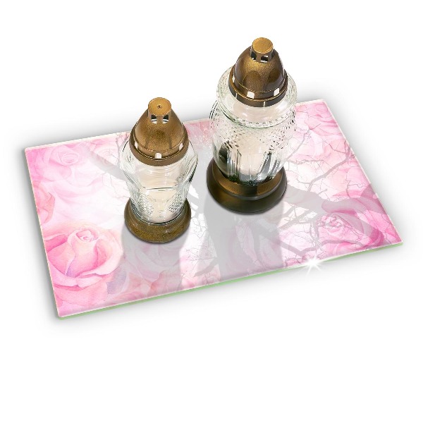 Posavaso de cristal para velas funerarias Fondo de rosas delicadas