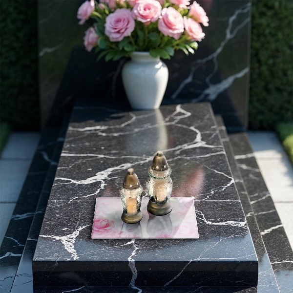 Posavaso de cristal para velas funerarias Fondo de rosas delicadas