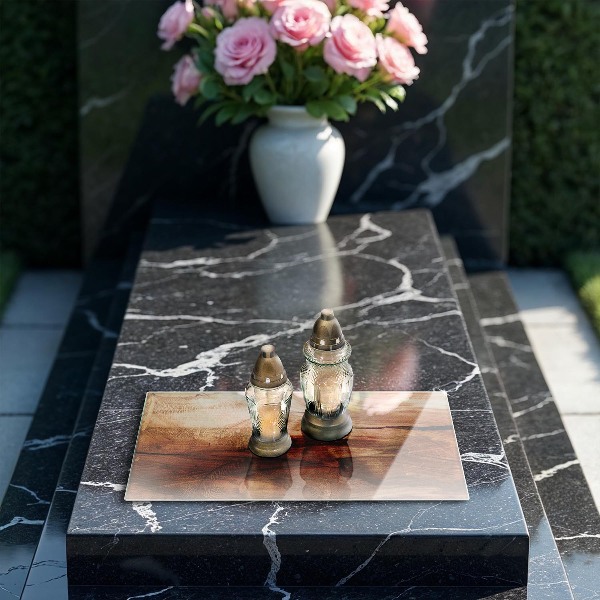 Posavaso de vidrio para velas funerarias Textura de tablero de madera