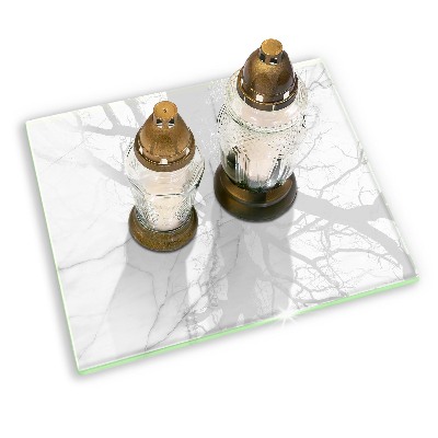 Posavaso de vidrio para velas Fondo de piedra de mármol