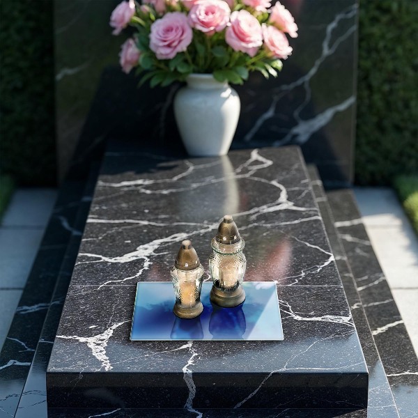 Posavaso de vidrio para velas funerarias Color azul