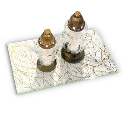 Posavaso de cristal para velas funerarias Patrón de hoja de arte lineal