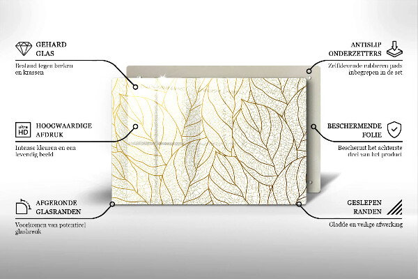 Posavaso de cristal para velas funerarias Patrón de hoja de arte lineal