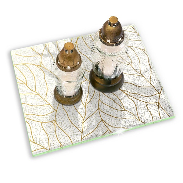 Posavaso de cristal para velas funerarias Patrón de hoja de arte lineal