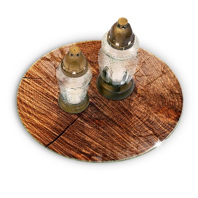 Posavaso de vidrio para velas funerarias Estructura de madera