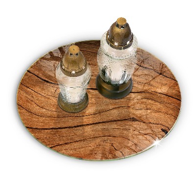 Posavaso de vidrio para velas Textura de tablón de madera