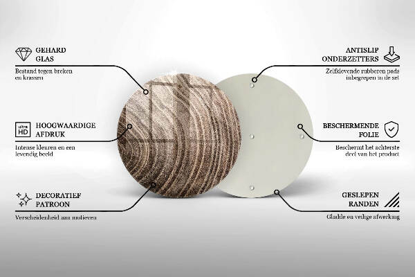 Posavaso de vidrio para velas Anillos de madera de los árboles