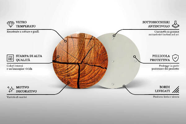 Posavaso de vidrio para velas Estructura del tronco de madera