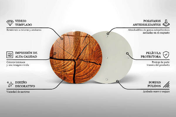 Posavaso de vidrio para velas Estructura del tronco de madera