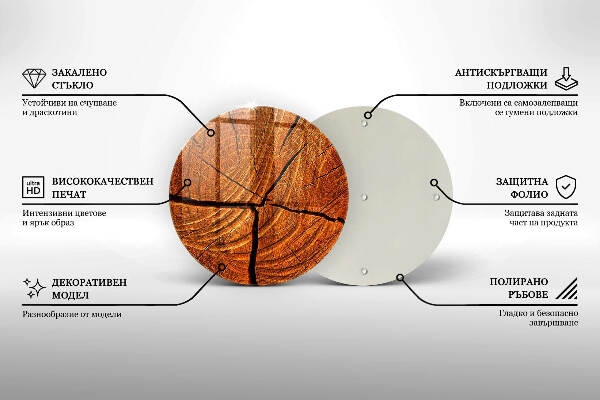 Posavaso de vidrio para velas Estructura del tronco de madera